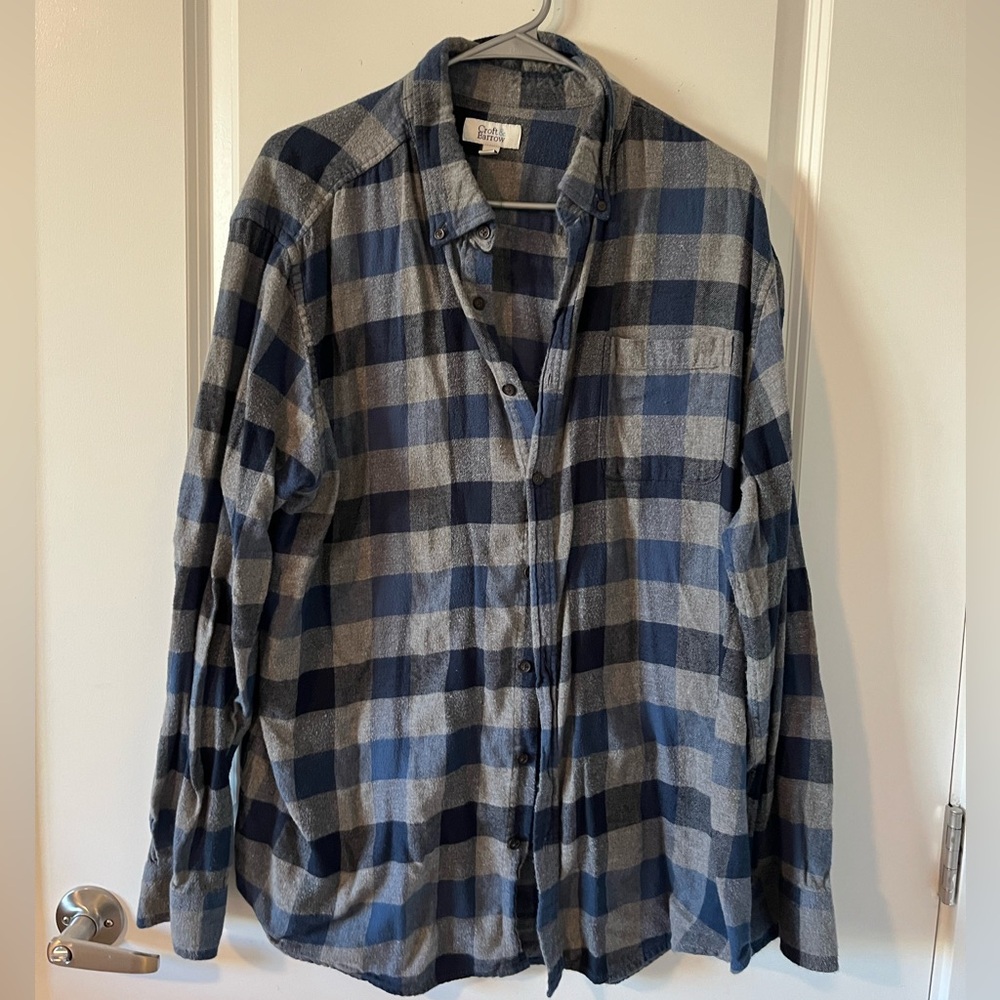 Men’s 100% Cotton Flannel Blue & Gray Button Down